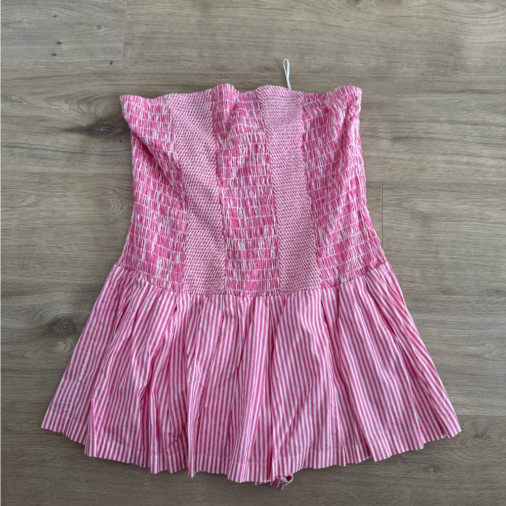 Chic Pink Striped Romper with shorts